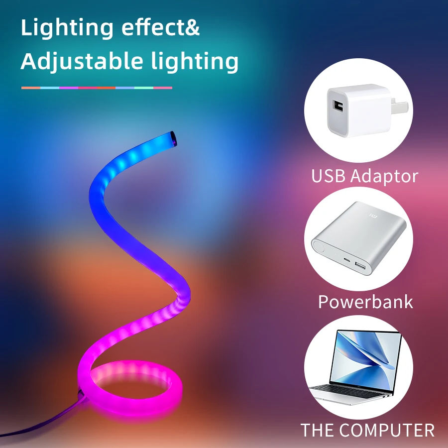 1pc Modern Acrylic Spiral RGB Magic Horse Desktop Decorative Table Lamp Simple Adjustable LED Table Lamp USB Power Supply