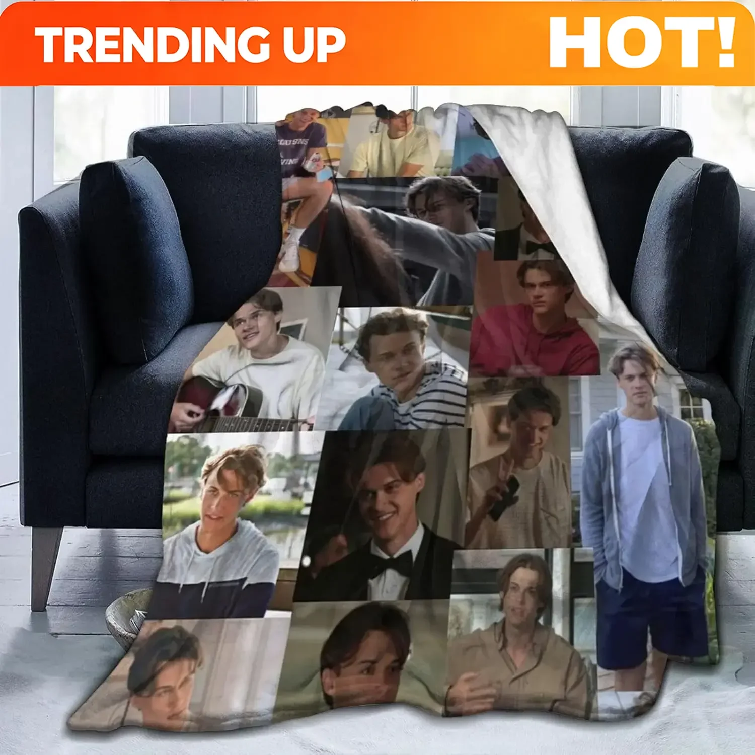 Customize Conrad Fisher Fleece Throw - Microfiber Material, Colorful Fuzzy, Soft Fluffy, Lightweight Custom Image Cover for Couc