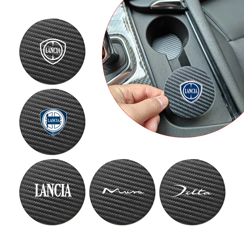 PU Leather Car Non-slip Cup Pad Water Cup Mat For Lancia Delta Musa Voyager Ypsilon Phedra Flavia Thema Thesis LYBRA LANCIA 2000