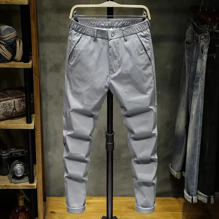

Slim Fit Casual Thin Men's Long Pants Spring Autumn Wear Resistant Work Trousers Qui Dry Sports Pants Korean Sle Faion