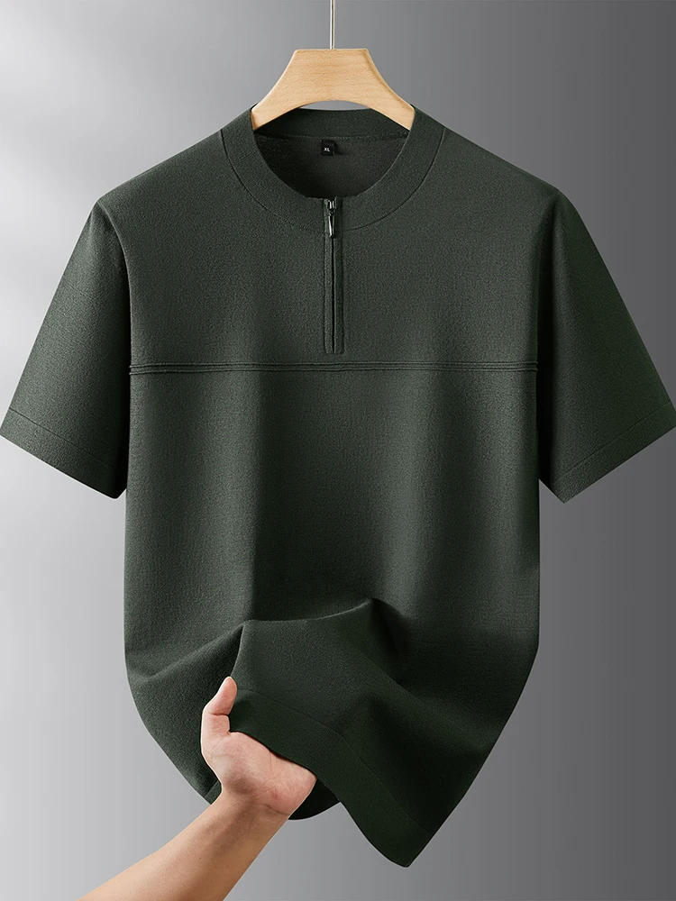 

Мужской трикотажный свитер свободного кроя с круглым вырезом и молнией, больших размеров, удобный, дышащий, повседневный, зимний