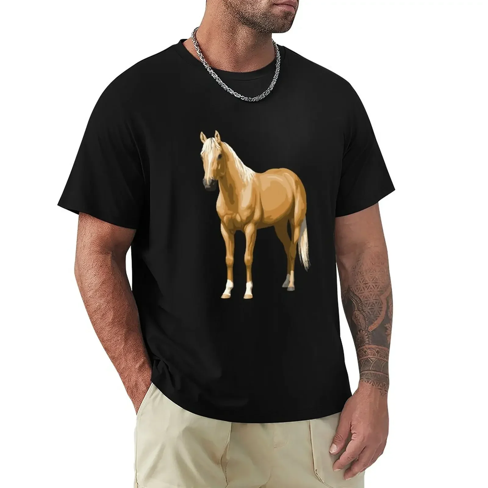 Beautiful Palomino Quarter Horse Stallion T-Shirt plus sizes cheap stuff vintage t shirt men