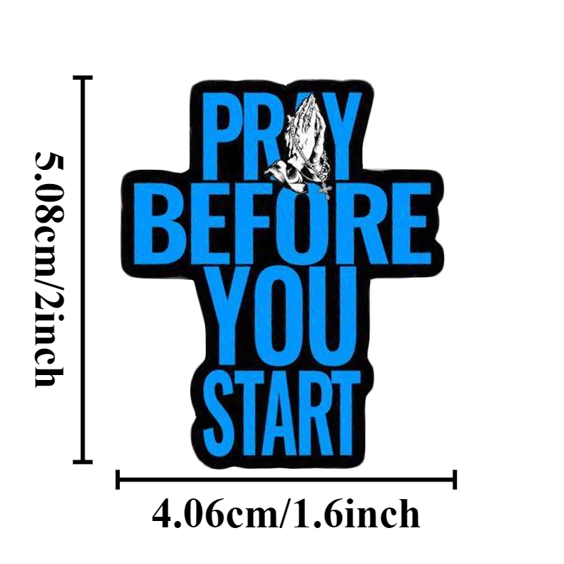 Pray Before You Ride Sticker Set 2PCS Motorcycle Scooter Waterproof Vinyl Decal Helmet Tank Handlebar Bike Frame Decor