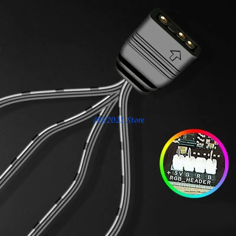 F3KE Argb 5V 3PIN Extension Cable Adapter 33cm 1 a 4 RGB Splitter Cable Cable Formsi LED Splitter