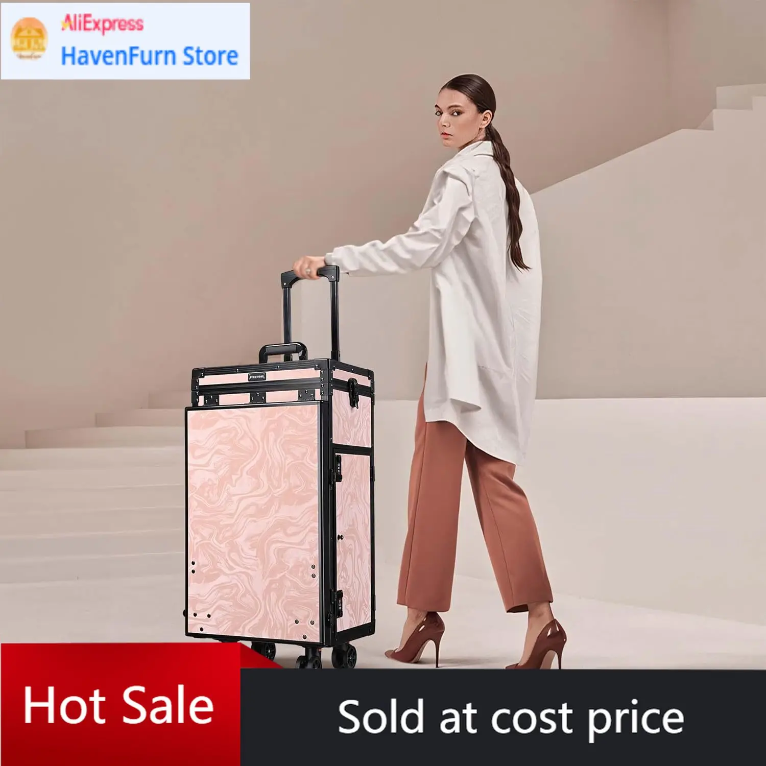 

Дорожный кейс для мастера маникюра с выдвижным столиком, косметический чемодан на колесиках с 4 сменными колесами для макияжа