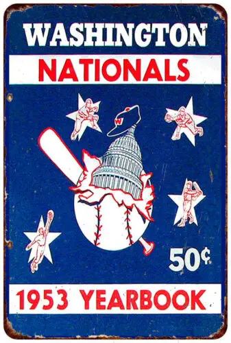 1953 Washington Nationals Yearbook Cover Vintage Reproduction Metal sign