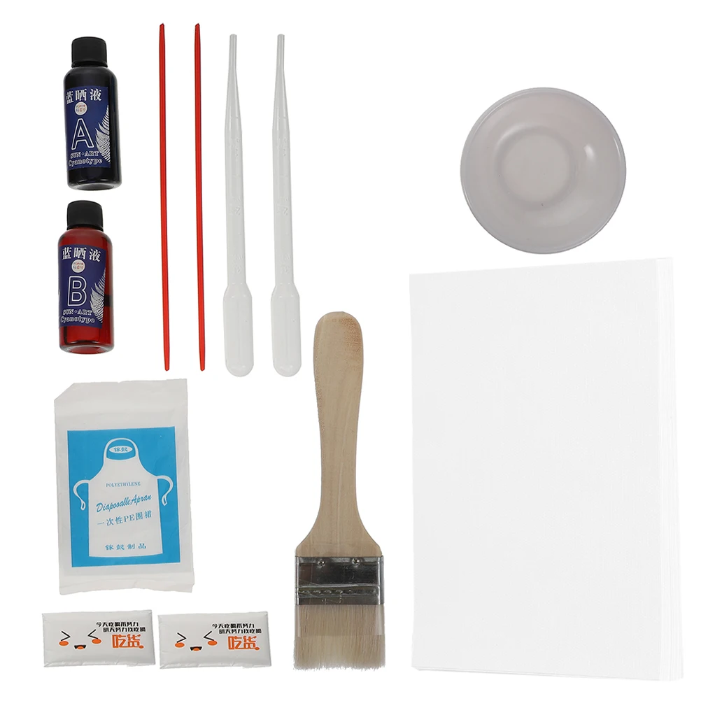 

1 set Cyanotype Material Pack 50ml Liquid Pigment 20 Sheets Watercolor Paper Diy Kit Crafts Sewing Accessories Art Supplies