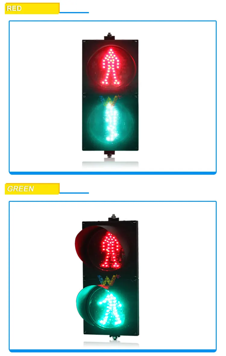 적색 정적 녹색 동적 보행자용 신호등, AC85-265V 횡단보도 신호등, DC12V, DC24V, 200mm