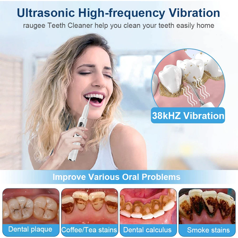 Ultrasonic Dental Scaler Electric Teeth Cleaner Teeth Stone Remover Calculus Plaque Tartar Removal Teeth Whitening Oral Care
