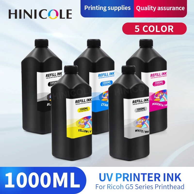 1000ML LED Curable UV Ink For Ricoh Gen3 Gen4 Gen4L Gen5 Gen5i Gen5S Gen6 G3 G4 G5 G5i G6 Printhead Rigid & Flexible Type UV Ink