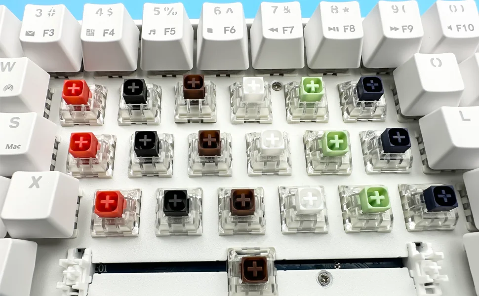KBDiy & Kailh Box White Switch Mechanische Tastaturschalter, 3-Pin 45gf Clicky vorgeschmierte wasserdichte Gaming-Tastaturschalter – Detail 1