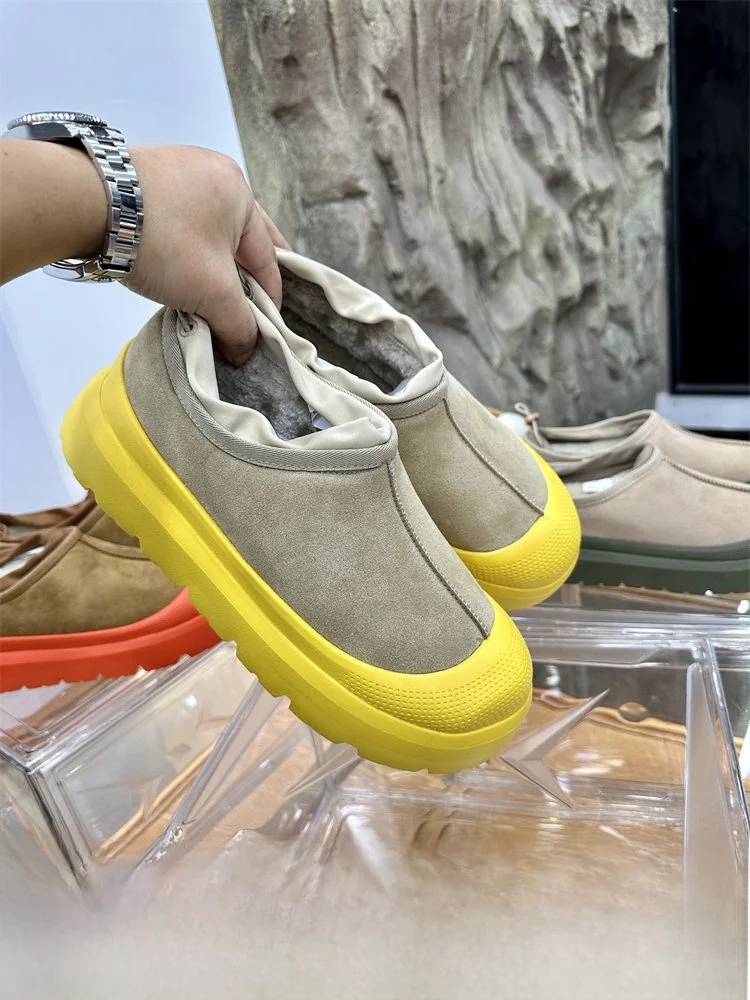 Fashionable Long Plush Men's Slip-On Snow Boots Warm Thick Low-Top Winter Casual Boots Youth Winter Fashion Boots round Toe