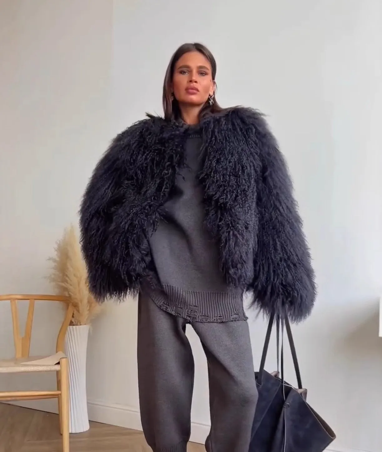 

Верхние пальто из искусственного меха, женские уличные отложные рождественские женские туфли в старом стиле, украшенные из овчины, универсальные, со вставками по бокам, чистые, теплые