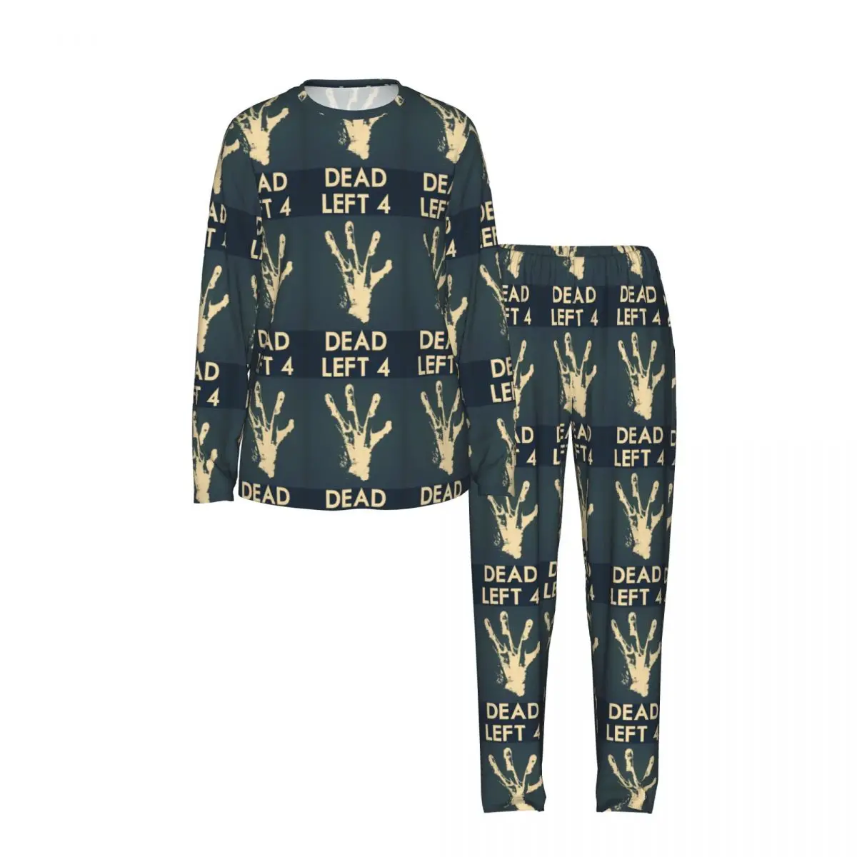 Left 4 Dead 2 Valve Zombie Shooter Video Game Round Neck Long Sleeve Nightgowns for Sleepshirts Women Soft Pajama Set Long Pants