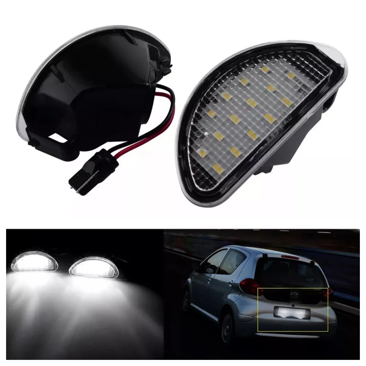 

1Pair 12V LED License Number Plate Light Lamps For Toyota Aygo MK I 2005-2014 6000K Xenon White 81270-0H010 Automobiles Light