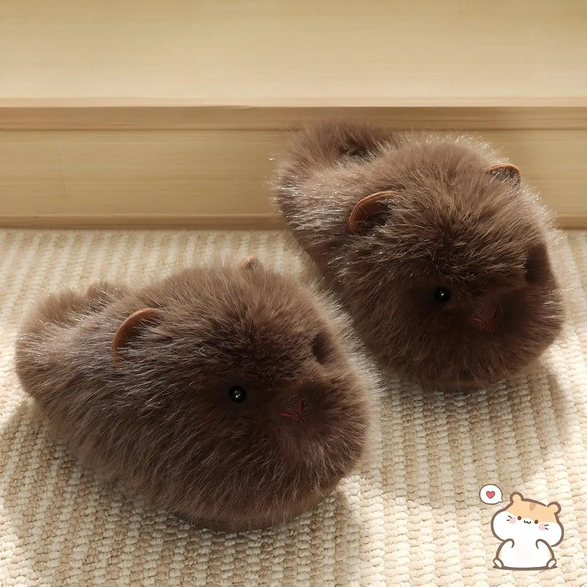 Men's High-End Cotton Slippers for Winter, Warm and Cute Furry Puppy Cotton Slippers with Thick Soles for Indoor Use, Suitable for Students