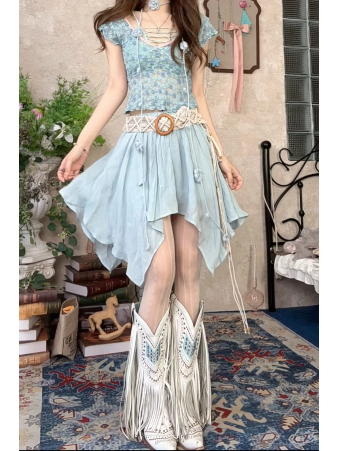 Slimming Half Skirt Beautiful Seafood Travel Outfit Ladies' Fashionable Mermaid Style Polyester Fiber Gored A-Line Skirt