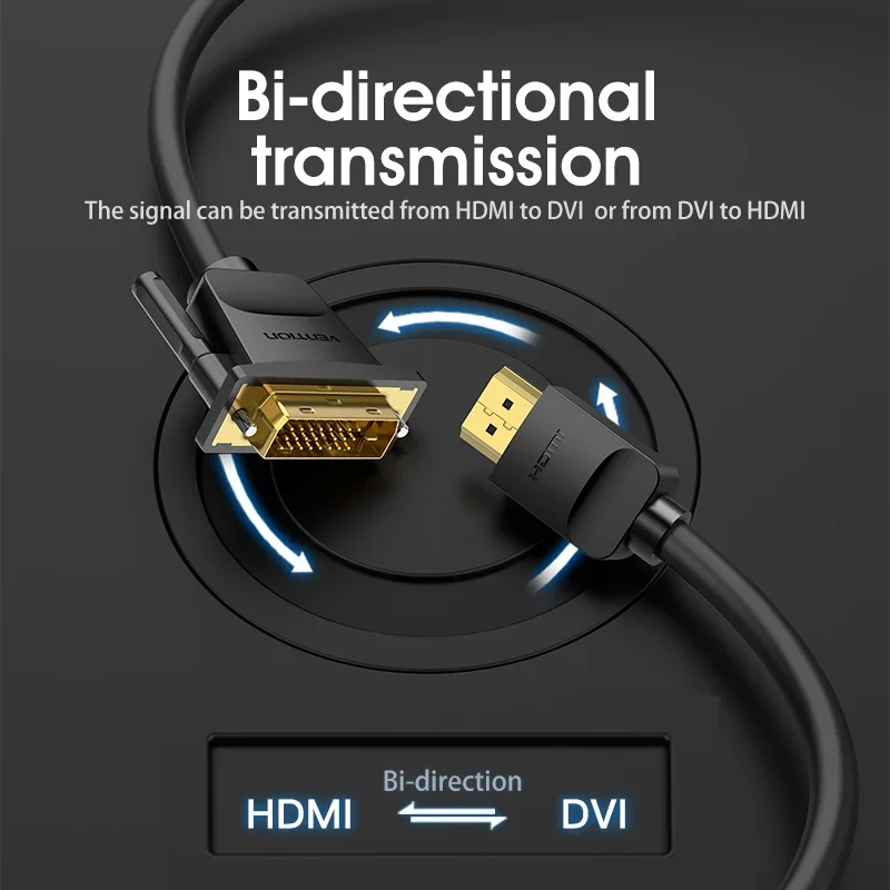 Vention Kabel DVI do HDMI DVI-D 24+1 Pin męski do męskiego Konwerter HD 1080P do PS4 Projektor HDTV Kabel HDMI do DVI Adapter — zdjęcie produktu 4