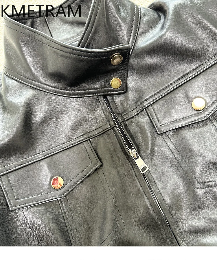 100% トップ層シープスキンジャケット女性スタンドカラーショートリアルレザージャケット新アウター秋の女性服 2025 سترات