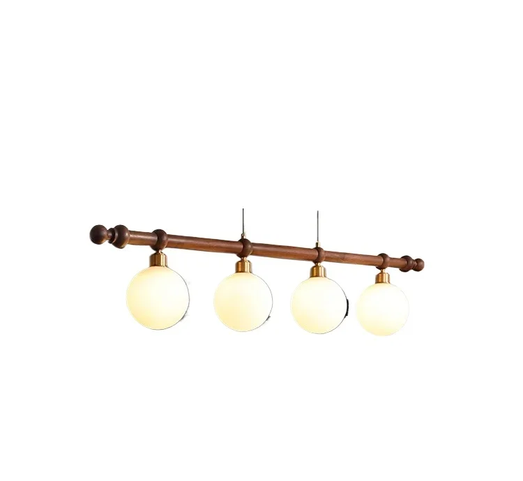 

One-word long walnut solid wood American retro high-end bar table chandelier