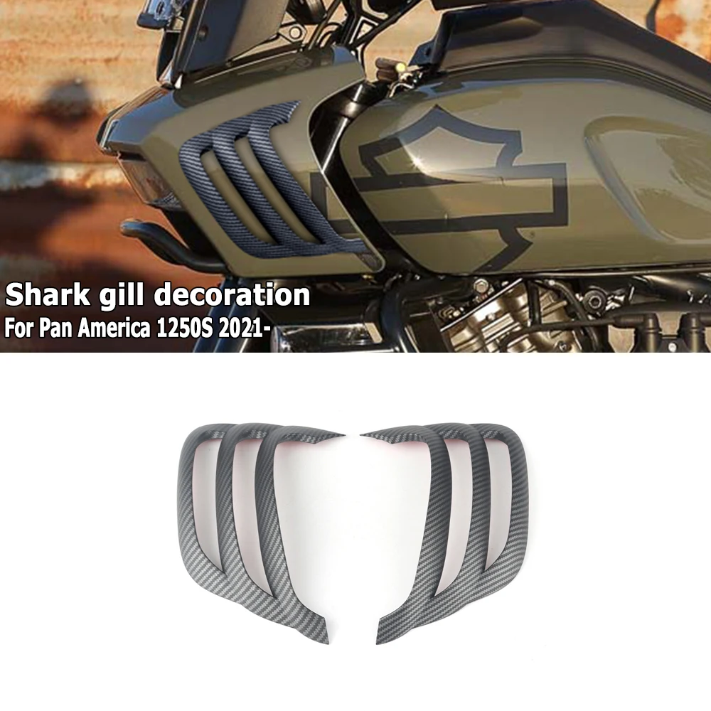 For Harley PAN AMERICA 1250 S PA1250S 2021 2022 2023 2024 Motorcycle Accessories Side Shark Gills Decoration Cover Kits Black