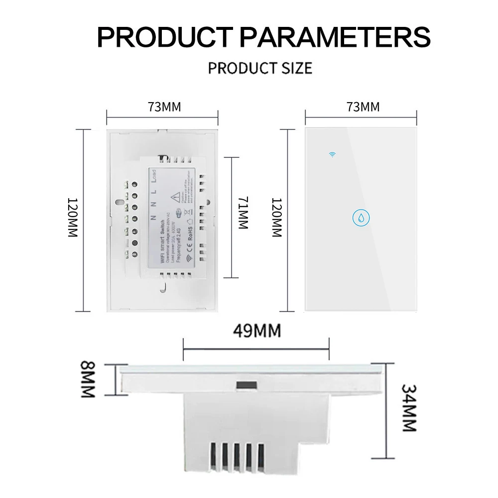 

Water Heater Switches EU/UK/US/Brazil Standard 40A 8000W Voice Touch Panel Timer Alexa Google Home Wifi Sensor Smart Switch 2025