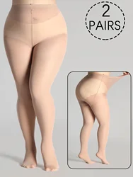 2 pairs Pantyhose Ultra-Thin sheer stocking Plus Size women Sexy Ultra-thin Nylon stocking Transparent Black Solid Color