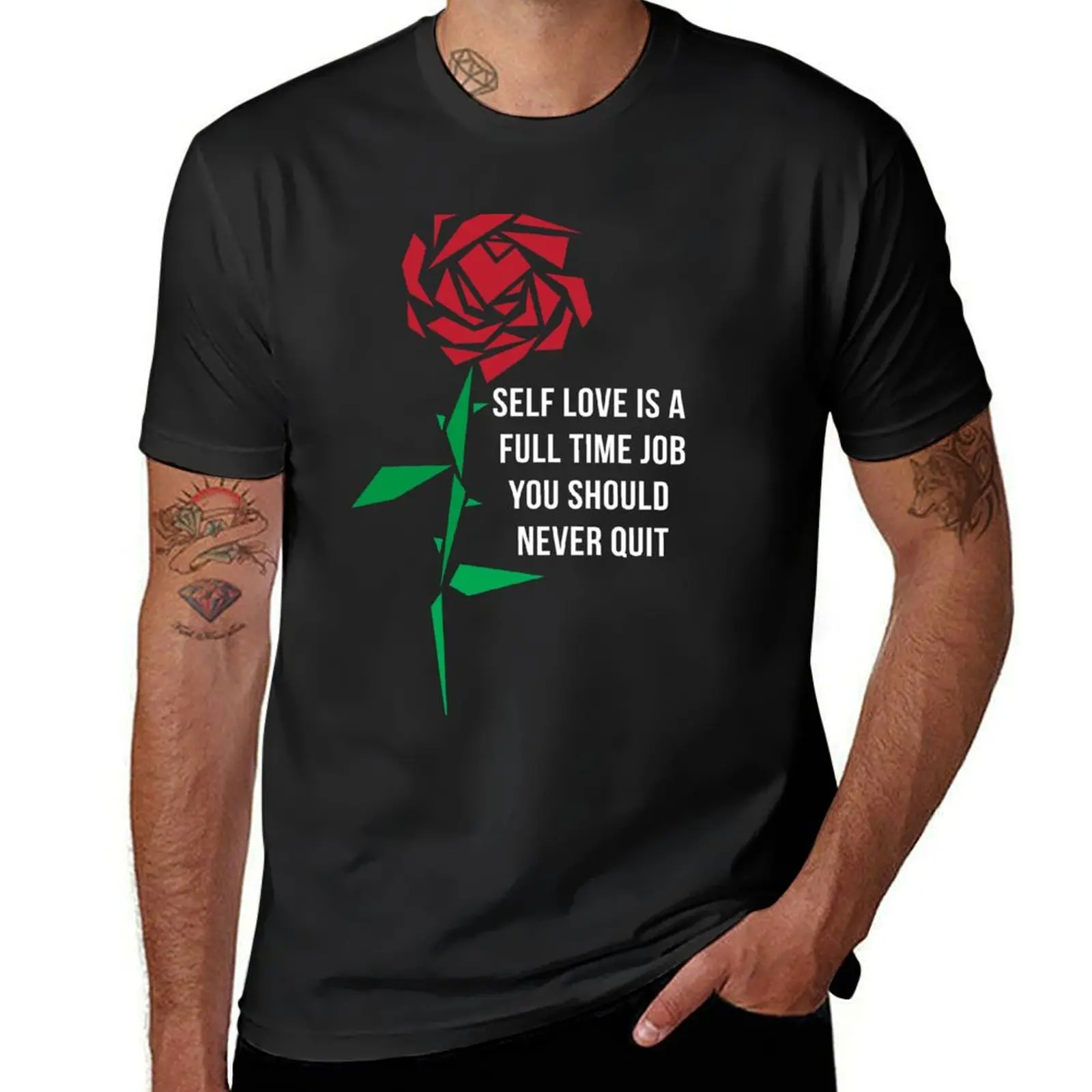 Self Love Rose T-Shirt Blouse quick drying korean fashion t shirts for men graphic