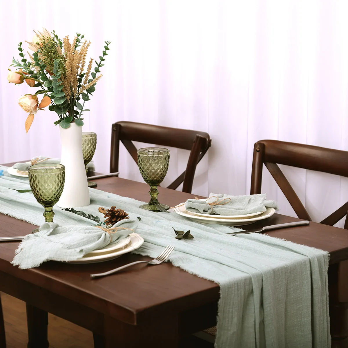 Table Runners Rustic Cotton Gauze Dining Burlap Retro Burr Texture Vintage Wedding Supplies Linen Home Christmas Decorations