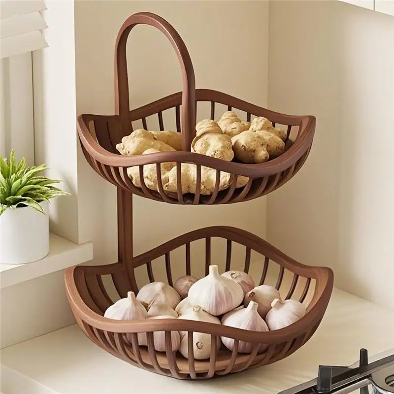 Kitchen, onion, ginger, garlic storage basket, desktop vegetable storage shelf, household multi-functional living room,