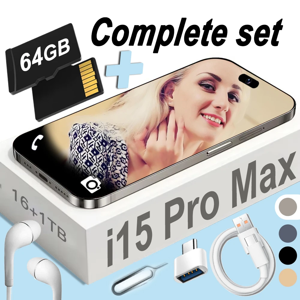 

Unlock i15ProMax Smartphone for Android and 64GB TF Card Set,Dual SIM Cell Phone,6.8" FHD,16GB+1TB GPS Goodplay Store App Wifi