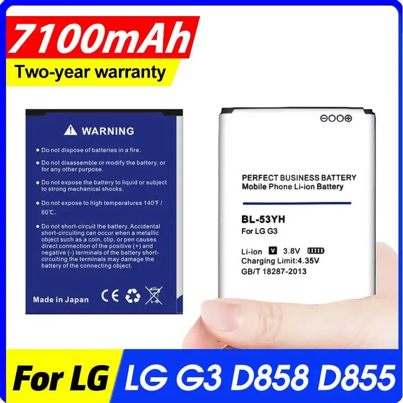 

6400mAh BL-53YH BL53YH Battery for LG G3 D858 D855 D857 D859 D850 F400 F460 F470 F400L D830 D851 VS985 BL 53YH