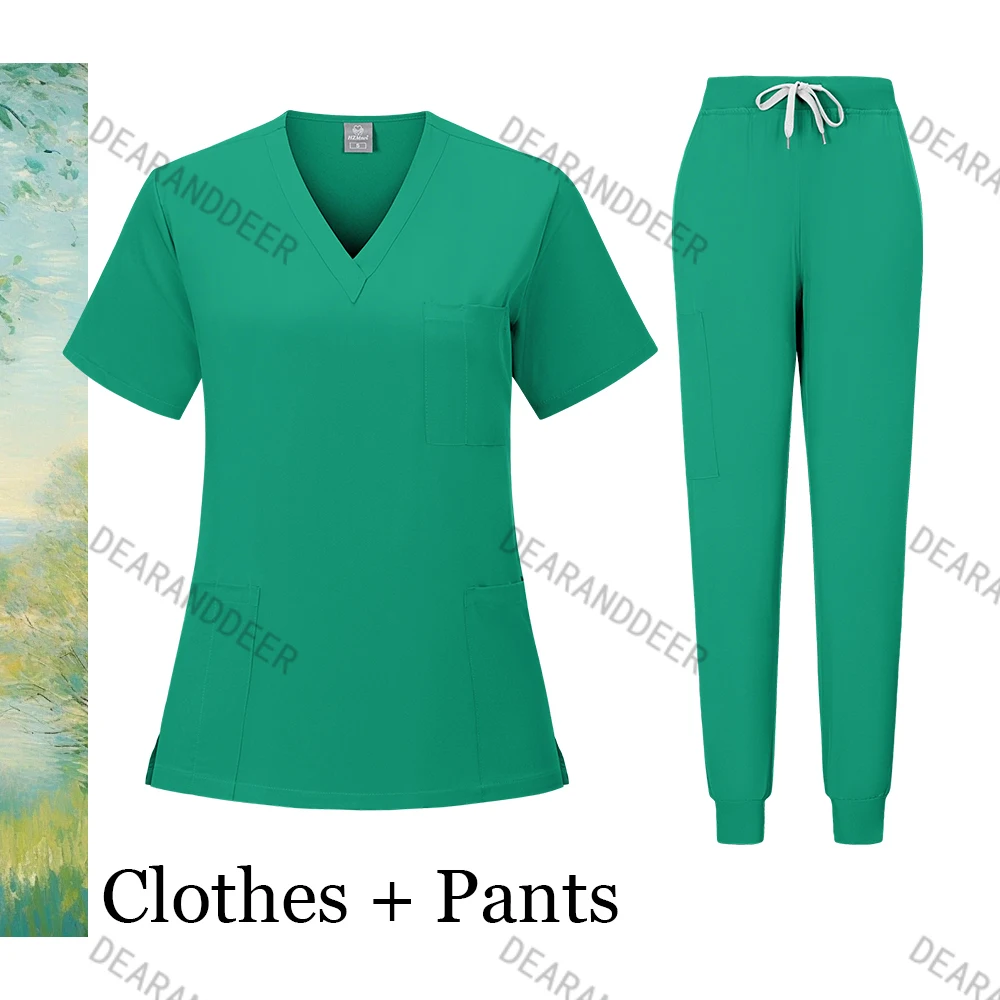 Uniforme de trabajo de salón de belleza para mujer, pantalones para correr de secado rápido con chorro de arena clínico, conjunto médico para enfermera y enfermería, médico quirúrgico