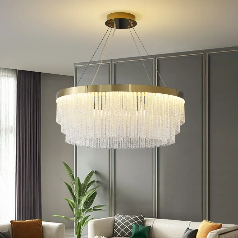 

Nordic Lamp Main Living Room Postmodern Light Luxury High-End Bedroom Lamp Atmospheric Home Restaurant Crystal Pendant Light