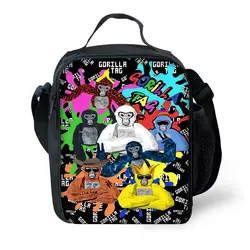 Bolsa aislante de gran capacidad para niño y niña, fiambrera térmica reutilizable con etiqueta de gorila, ideal para pícnic al aire libre