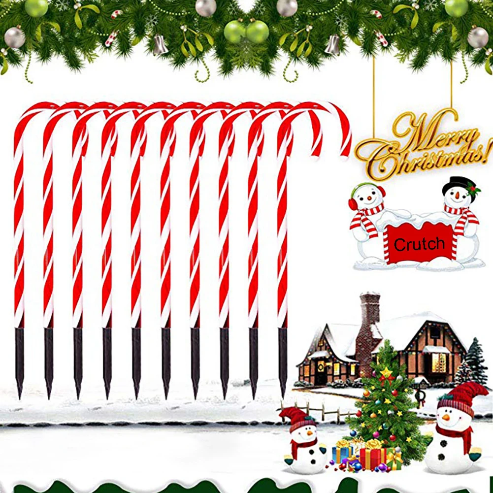 38cm 1 For 5 LED Christmas Candy Cane Lights With Stake 2 Lighting Modes IP44 Waterproof Garden Lights For Patio Party Decor