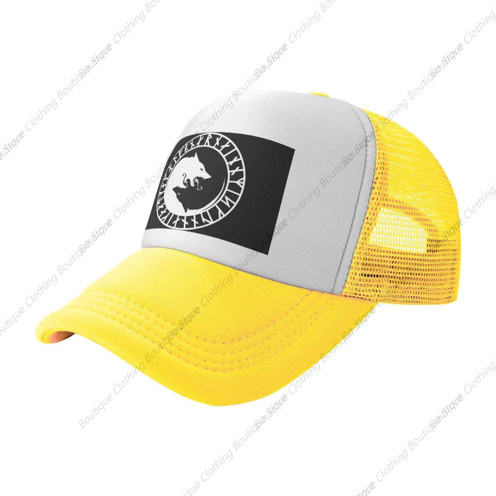 

Viking Norse Wolf Garden Outdoor Baseball Hat Adjustable Mesh Hat Truck Driver Hat Yellow