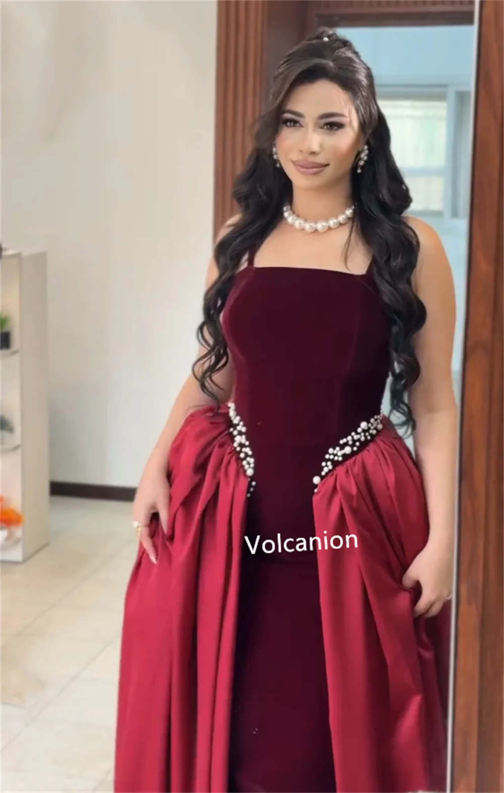 Customized Velour Beading A-line Spaghetti Strap Long Dresses Bespoke Occasion Evening Simple Elegant Modern Style