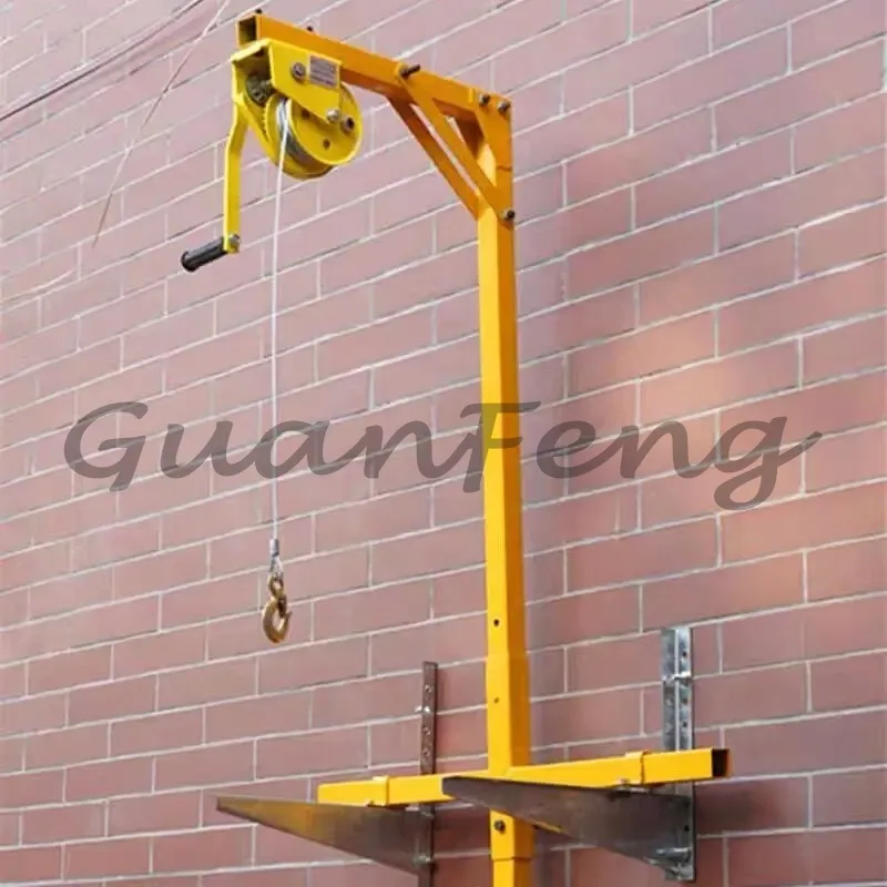 Manual winch assembly folding self-locking manual winch