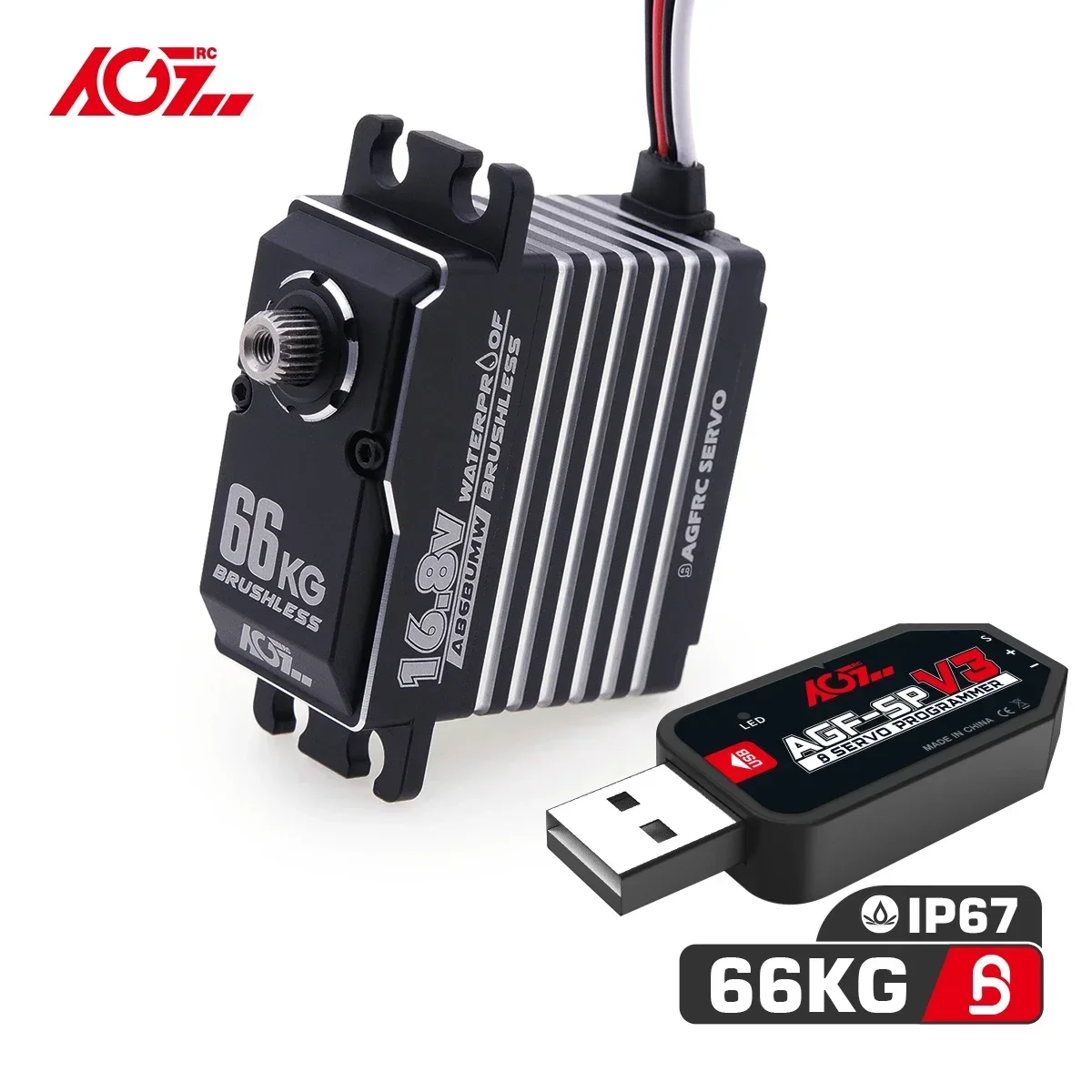 AGFRC Waterproof A86BUMW Metal Gear 4S Lipo 16.8V 66KG High Torque Brushless Digital Steering Servo for RC Crawler Cars Truggy