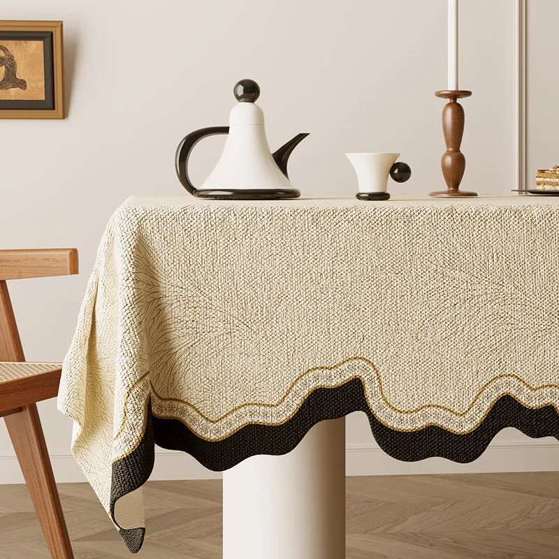 1PC Oil Painting Style Tablecloth American Retro Romantic Waterproof Coffee Table Cloth Pastoral Style High-end Jacquard
