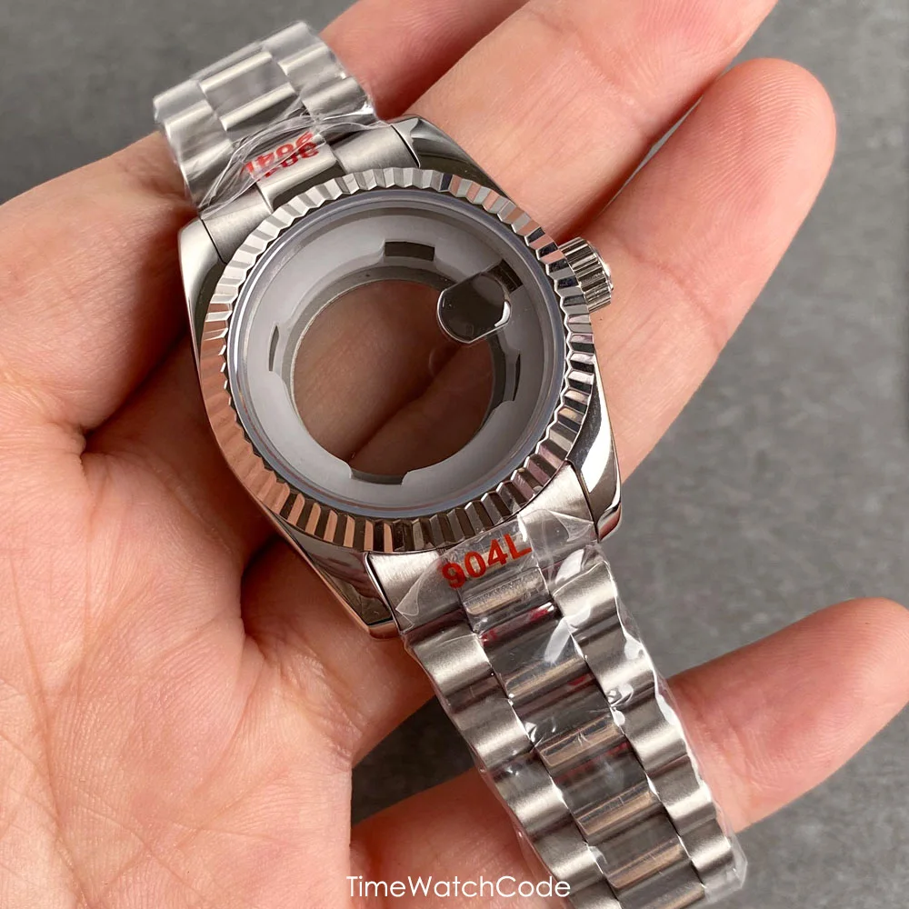 31mm Fluted Bezel NH05 NH06 Watch Case for Lady Watch Accessories Automatic Movement Sapphire President Bracelet Replacement