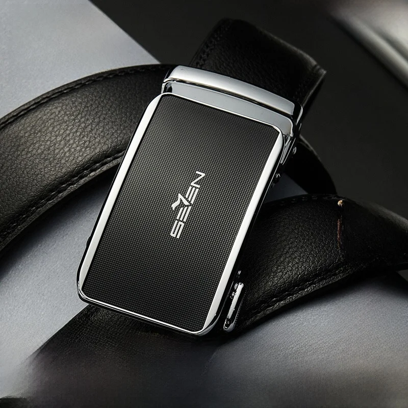 seven7-メンズカジュアル自動バックルベルト-ユースビジネスシンプルウエストベルト-合金バックルレザーベルト-メンズ用