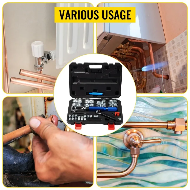 SucceBuy Hydraulic Expanding and Double Flaring Tool 45° Soft HVAC Copper Tube Expander 3/16in To 1/2in Brake Flare Repair Tool