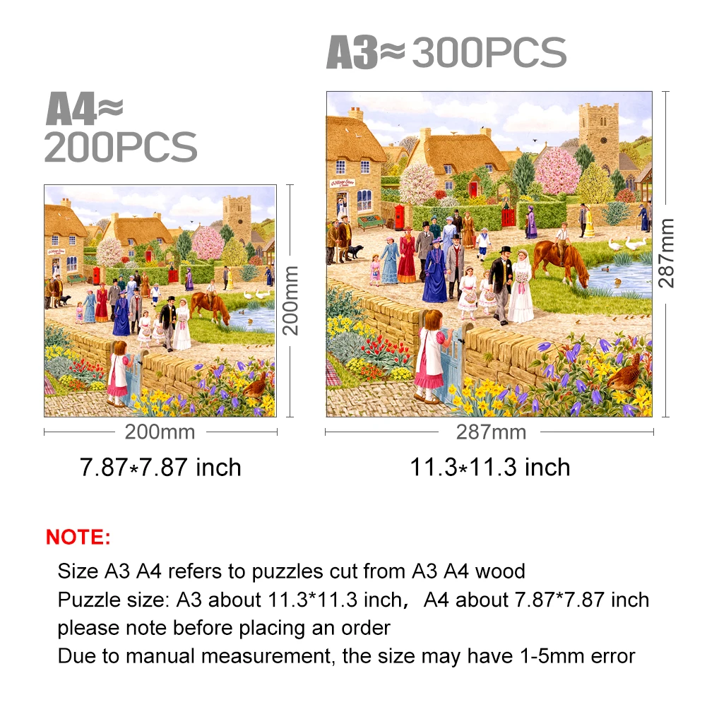 Wooden Village Wedding  Jigsaw Puzzle For Holiday Gifts Wood Puzzles Board Game Wood Farm Puzzle Toys For Children