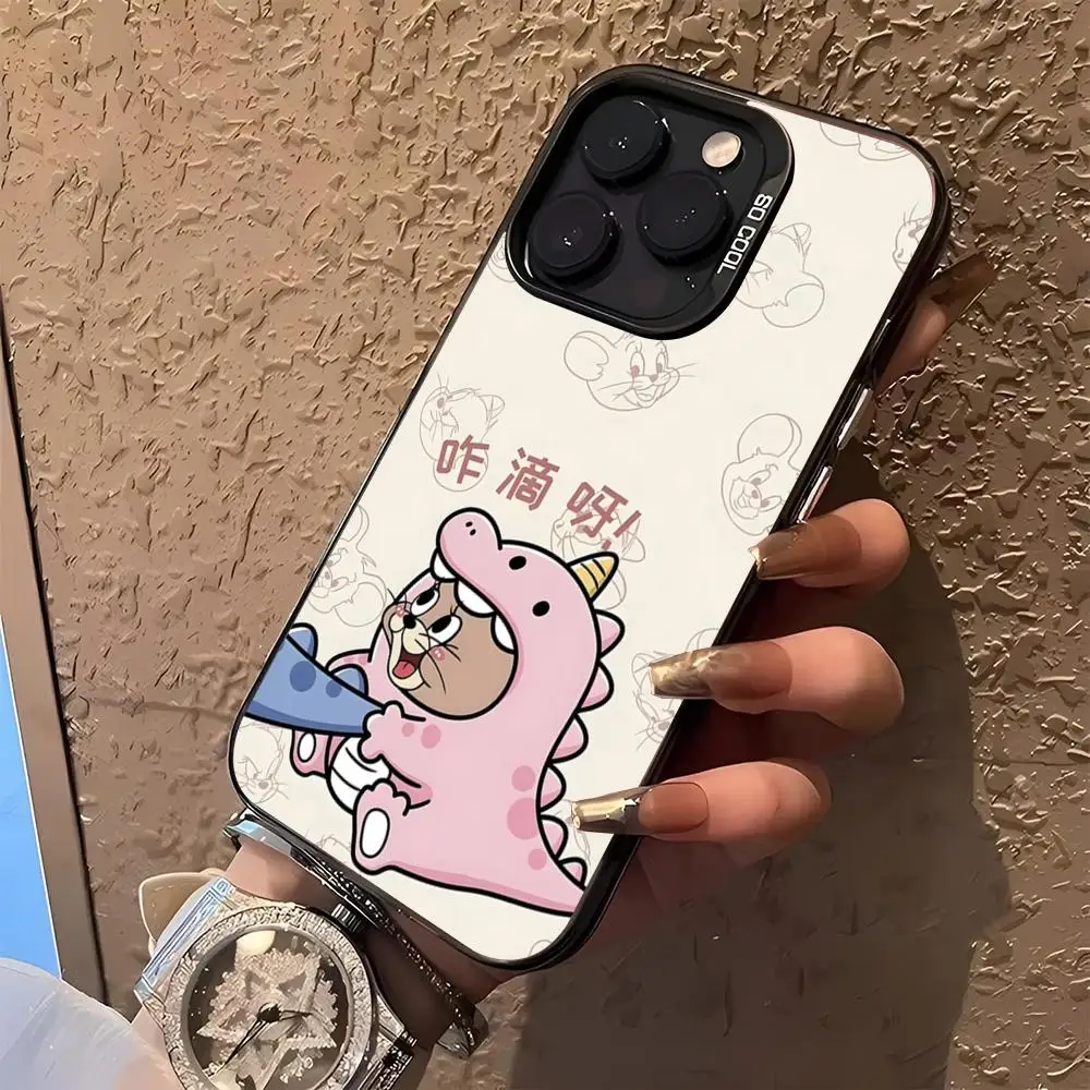 Cartoon T-T-TomS J-J-JerryS Phone Case for iphone 18 17 16 E 15 14 13 12 Pro Max Air Plus mini black silver hard shell Cover view 4