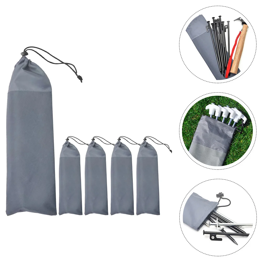 

5 Pcs Tent Stake Storage Bag Nail Canopy Peg Outdoor Pouch Ground Camping Accessory Pegs Pocket Spikes Manicure