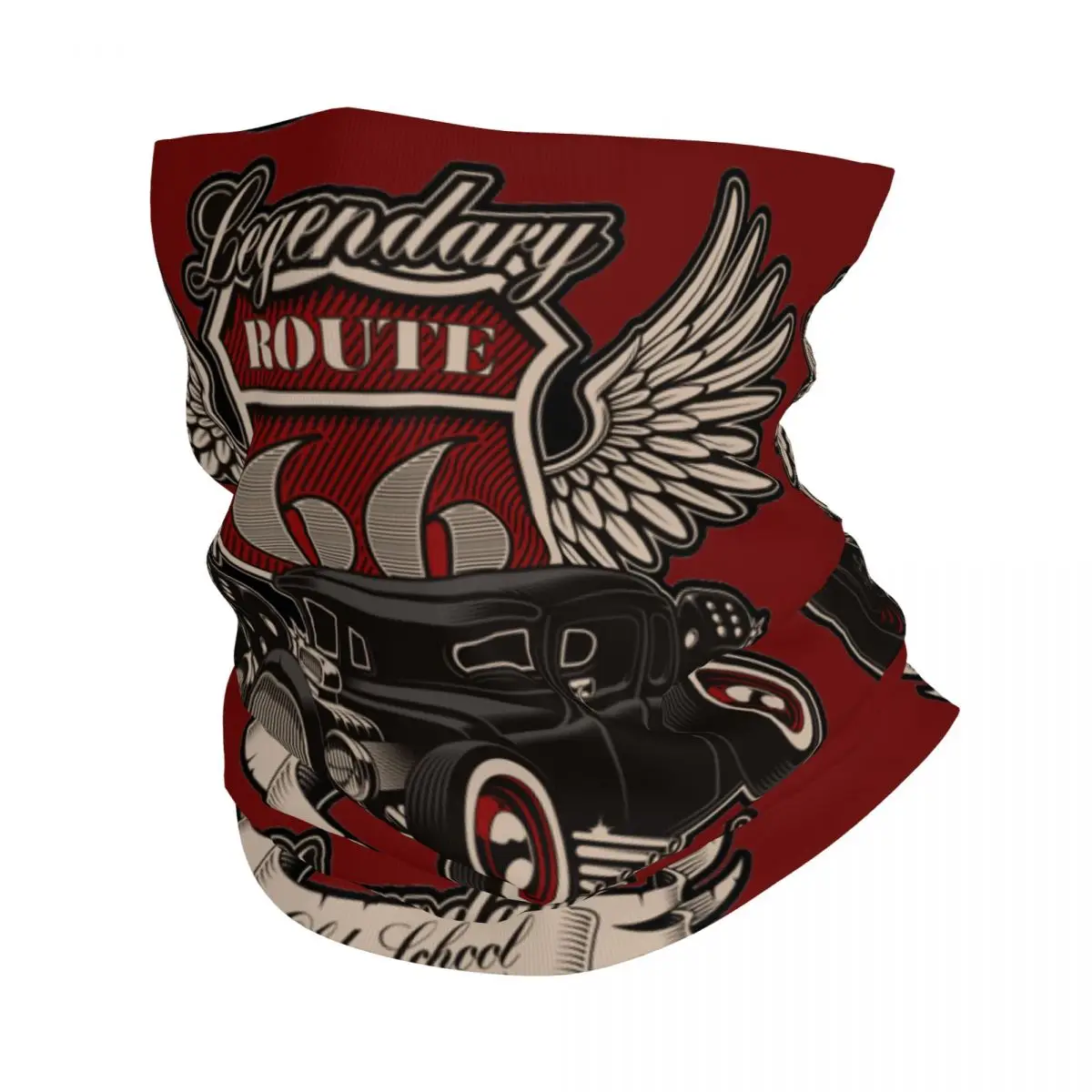 

Hot Rod Bandana Neck Cover Printed Motor MotocrossRoute 66 Face Scarf Multi-use Balaclava Cycling for Men Women Adult Washable