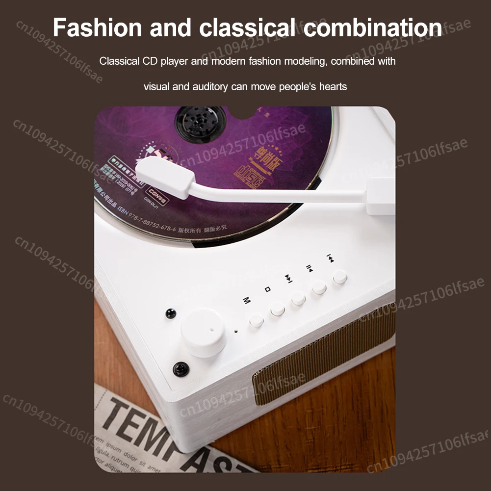 مشغل أقراص مضغوطة محمول قابل لإعادة الشحن وجهاز تحكم عن بعد لسطح المكتب مشغل أقراص مضغوطة متوافق مع بلوتوث 5.0 يدعم CD BT USB 3.5 مللي متر AUX ديكور منزلي #4