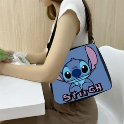 Disney-Bolsa Feminina de Figuras Anime, Lilo & Stitch, Bolsas de Ombro, Bolsa Axilas, Desenhos Animados, Kawaii, Viagem, Lazer, Meninas, 20x24cm